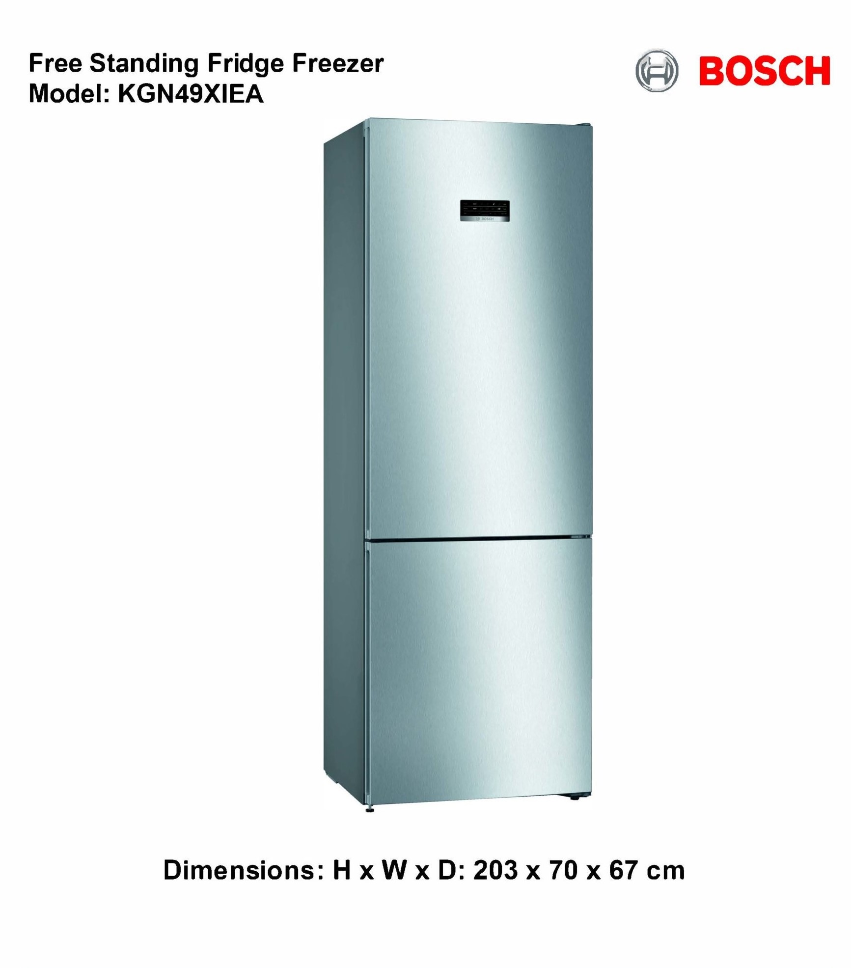 BOSCH Serie | 4 Freestanding Fridge Freezer 203 x 60 cm INOX look ...